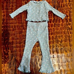Toddler Long Sleeve Crop Top and Flare Pants Matching Set 12M
